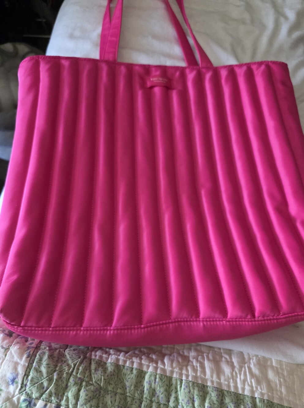 Kate Spade Hot Pink Quilted Tote Bag - Women's Carryall - Picture 2 of 8